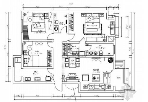 [学生作品]时尚新中式三居室装修图（含效果）-1