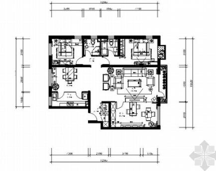 [北京]精装现代简约两居室装修施工图-1