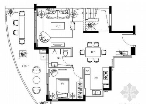 [深圳]普通公寓区东南亚风格复式装修施工图（含材料表）-1