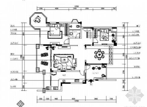 [重庆]花园洋房典雅中式风格复式装修施工图（含效果）-1