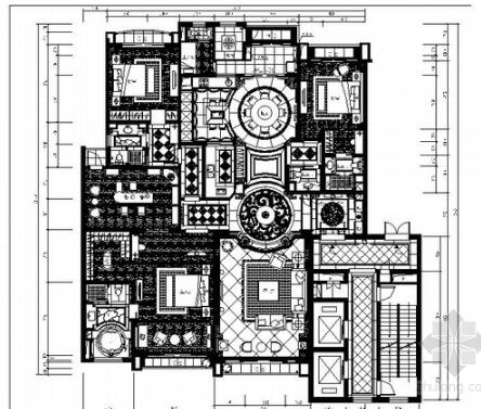 [北京]某豪华欧式四居室样板房室内装修施工图（含实景）-1