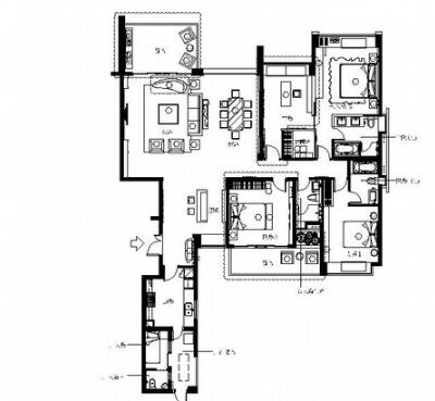 [成都]典雅欧式A户型四居室样板间装修施工图（含方案）-1