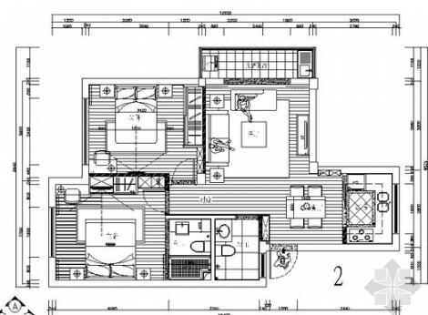 简约现代风格两居室装修施工图-1