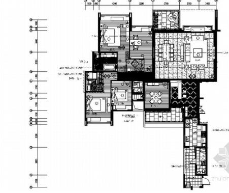 [成都]高档现代五居室样板间装修施工图-1