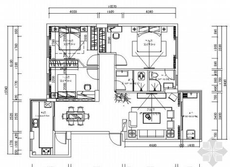 [黄山]大型高档商住小区现代三居室装修图-1