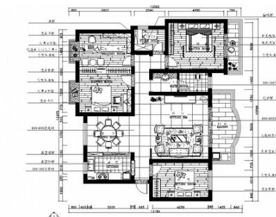 典雅中式三居室室内装修施工图（含效果图）-1
