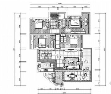 [东莞]国际宜居城市高档住宅小区四居室装修图-1