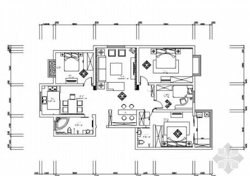 简约时尚现代三居室装修施工图（含效果）-1