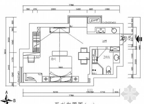 知名地产单身公寓现代一居室装修施工图-1