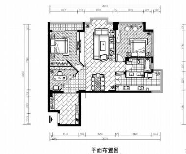 现代两居室室内装修施工图（含效果图）-1