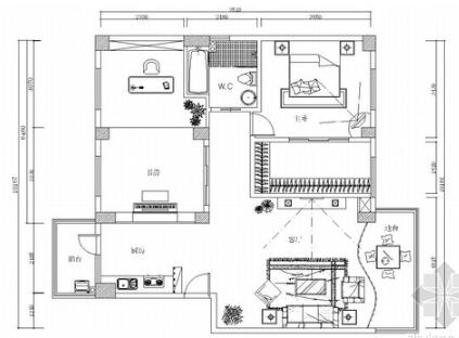 交通便利小区现代风格一居室装修图-1