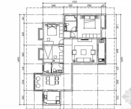 [武汉]简欧风情两居室样板间装修施工图（含效果）-1