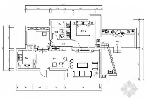 [江苏]常熟现代简约风格一居室装修CAD施工图（含实景图...-1