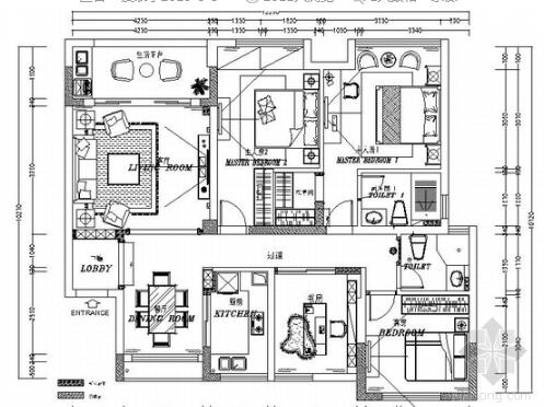 [绍兴]欧式风格三居室住宅装修CAD施工图（含效果图）-1