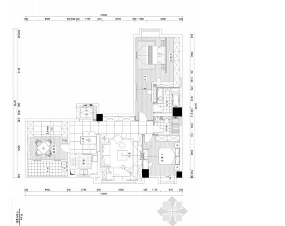 [武汉]现代都市两居室装修CAD施工图（含效果图）-1