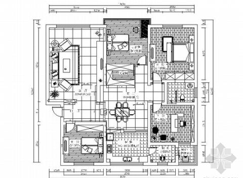 精品现代风格四居室室内装修施工图（含效果）-1