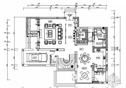 精品雅致中式联排别墅室内CAD装修图（含效果）-1