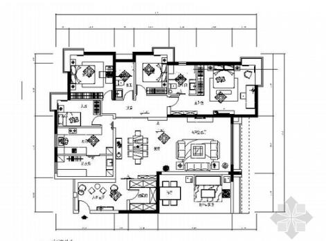 [宁波]电梯花园洋房现代风格四居室装修施工图-1