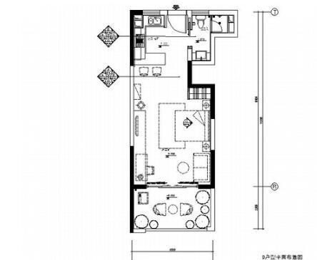 [上海]小型现代简约风格一居室室内装修施工图（含效果）-1