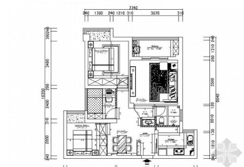 [武汉]88平花园洋房欧式风格三居室装修施工图（含效果）-1