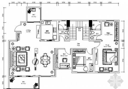 [广东]简约别致简欧风格别墅室内装修施工图-1