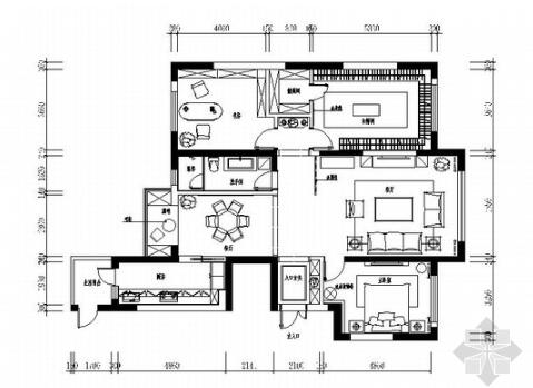 [大连]商住两用公寓区现代三居室装修施工图（含效果）-1