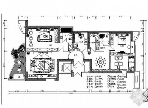 [福建]沉稳典雅新中式风格三居室室内装修施工图（含效果...-1