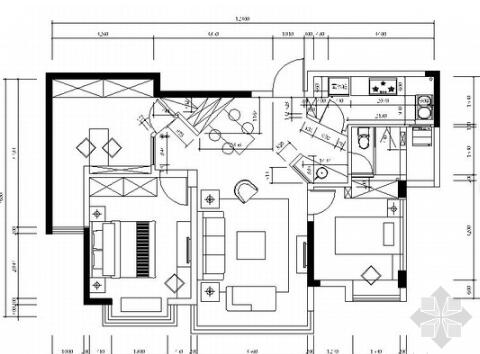 [苏州]88平现代奢华三居室样板间CAD装修施工图（含高清...-1