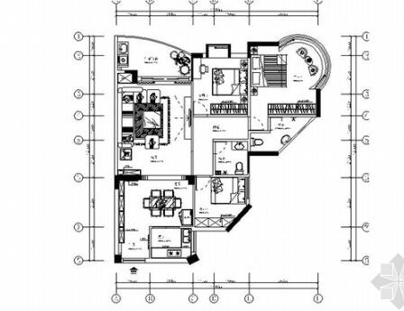 精品现代简约大气三居室室内设计装修施工图（含效果）-1