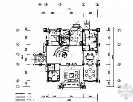 [河南]精品现代高档B栋两层别墅室内装修施工图-1
