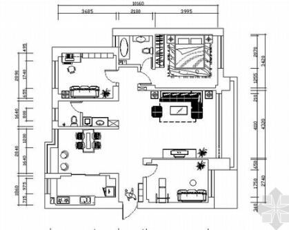 130平现代风格三居室室内装修施工图（含效果）-1