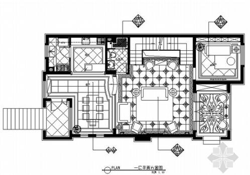 精品豪华欧式风格三层别墅室内装修施工图（含方案效果...-1