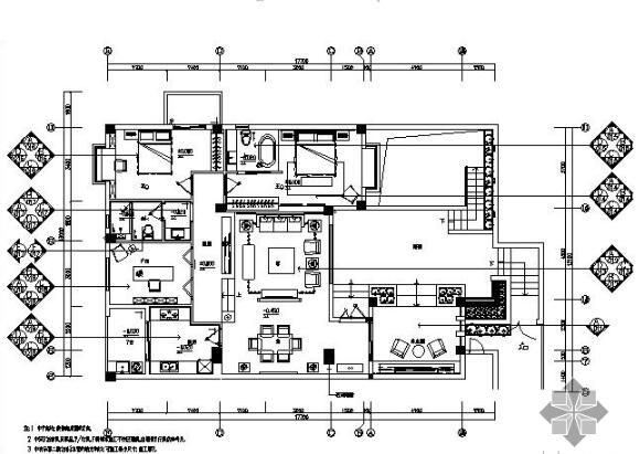 现代中式风格跃层式样板房施工图（含效果）-1