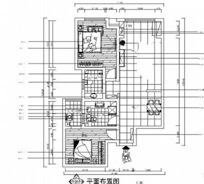 [北京]中式风情三居室室内CAD装修施工图（含效果图）-1