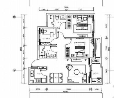 [浙江]现代风格三居室室内装修施工图（含实景效果图）-1