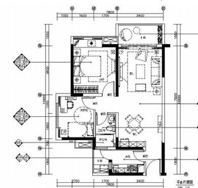 [广东]温馨现代风格两居室室内装修施工图（含效果图）-1