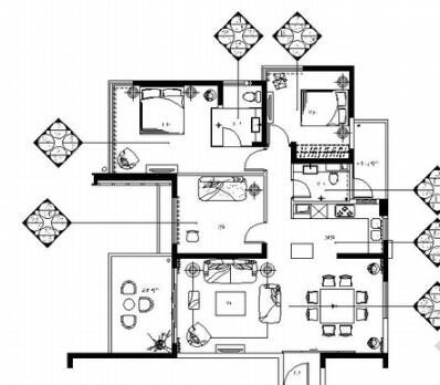 [三亚]现代风格度假公寓小居室室内空间装修施工图-1