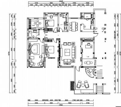 [河北]高档现代轻中式风格别墅室内装修施工图（含效果图...-1