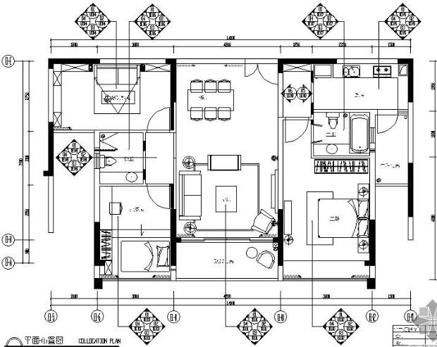 [广东]地中海风格三室两厅样板房施工图（含效果）-1