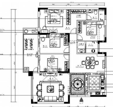 [南宁]简约温馨四居室室内设计CAD施工图-1