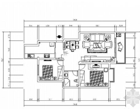 现代简洁风格两居室装修图（含效果图）-1