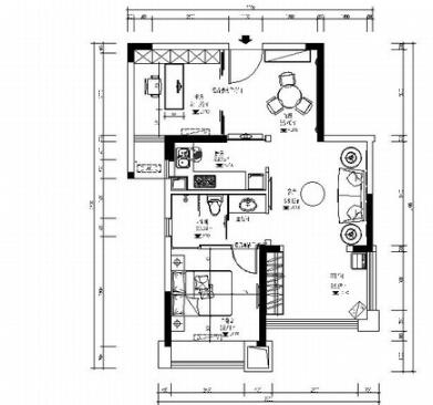 [湖北]温馨舒适一居室室内设计CAD施工图（含效果图）-1