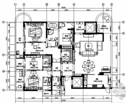 [南京]欧式小两居样板房室内设计CAD施工图-1