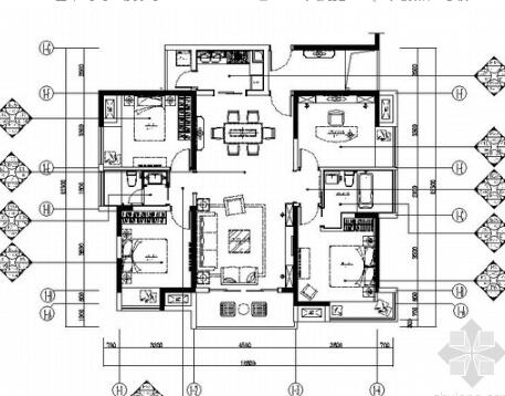 现代古典三居室样板房室内装修施工图（含效果）-1