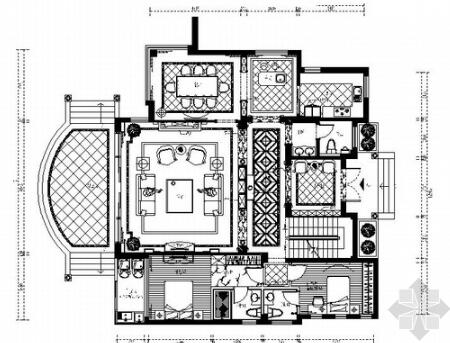 [福州]富豪区独栋精品欧式三层别墅CAD装修图（含效果...-1