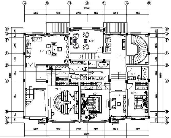 [北京]儒雅新中式2层别墅室内设计施工图（含效果图、实...-1