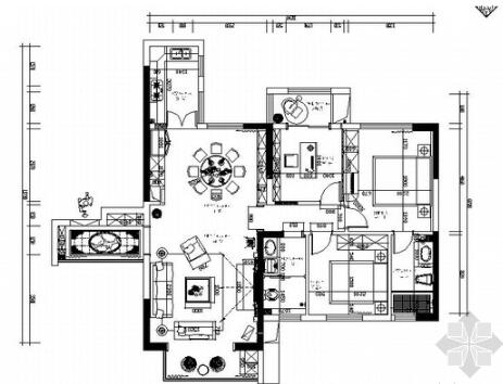 [石家庄]温馨舒适现代3室2厅室内设计CAD图-1