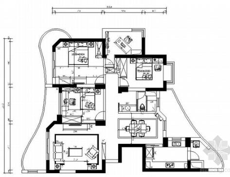 [山东]欧式舒适3居室室内设计全套CAD施工图-1