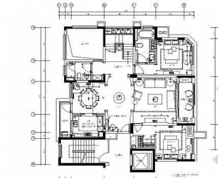 [安徽]简约欧式复式3居室室内设计全套施工图-1