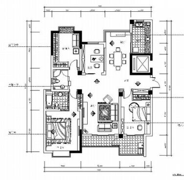 [常州]现代简约2居室室内设计全套CAD施工图-1